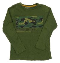 Tmavozelené triko s army pruhem