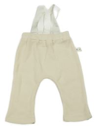 Smetanové žebrované lehké tepláky s kšandami 