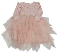 Světlerůžové květované šaty s tylovou sukní Primark