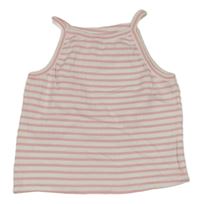 Bílo-růžový pruhovaný crop top 