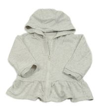 Šedá melírovaná propínací mikina s volánkem a kapucí Matalan