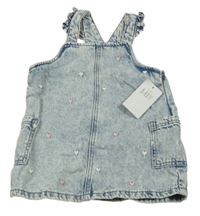 Nové - modré melírované riflové laclové šaty se srdíčky George