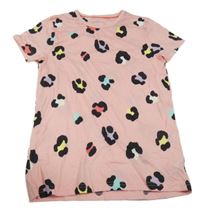 Růžové pyžamové tričko s barevným leopardím vzorem George