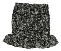 Černo-bílá květovaná sukně s volánkem H&M