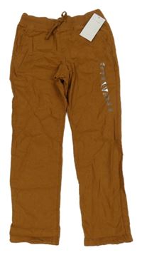 Nové - hnědé lněné kalhoty H&M