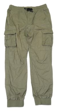 Khaki plátěné cuff kalhoty s kapsami Chapter young