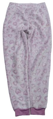 Růžové chlupaté pyžamové kalhoty se srdíčky George