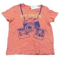 Korálové tričko s fotoaparátem a zvířaty Pep&Co