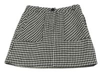 Černo-bílá vzorovaná vlněná sukně Dunnes Stores 