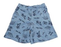 Světlemodré froté kraťasy s nápisy a obrázky Alive