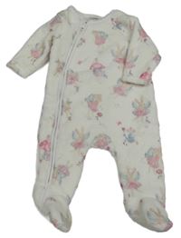 Bílý plyšový overal s králíčky a myškami Next