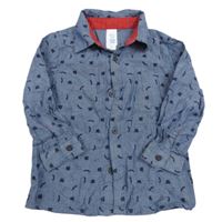 Modrá košile s knírky a klobouky C&A