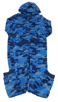 Modro-šedá army plyšová kombinéza s kapucí M&S