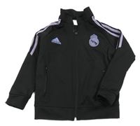 Černo-fialová propínací sportovní mikina s pruhy Adidas 