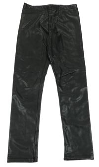 Černé zateplené koženkové legíny H&M