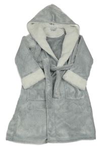 Světlešedý plyšový župan s kapucí Peacocks