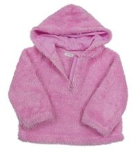 Růžová chlupatá mikina s kapucí 