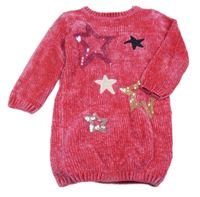 Fuchsiové žinylkové šaty s hvězdami George