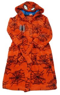 Červeno-černý plyšový župan s pavučinami - Spiderman Marvel