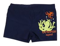 Tmavomodré nohavičkované plavky s chobotnicemi 