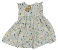 Nové - Lila-barevné květované šaty s kočičkami Mothercare