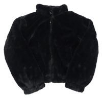 Černá kožešinová podšitá crop bunda New Look