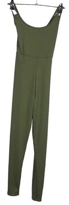 Dámský khaki žebrovaný elastický overal PrettyLittle Thing vel. 32