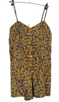 Dámský hořčicový květovaný letní overal Primark 