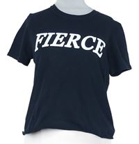 Dámské černé crop tričko s nápisem Miss Selfridge 