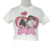 Dámské bílé crop tričko s potiskem Barbie 