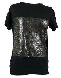 Dámské černé tričko se stříbrnými flitry River Island 