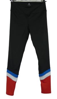 Dámské černo-červeno-modré sportovní funkční legíny s pruhy Kyodan 