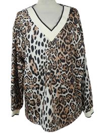 Dámské černo-béžovo-bílé vzorované triko Shein 