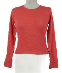 Dámský růžový vzorovaný crop svetr 