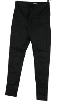 Dámské černé potažené skinny kalhoty Momokrom 