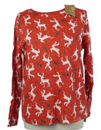 Nové - Dámské červené triko se soby Primark 