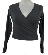 Dámské tmavošedé crop triko New Look 