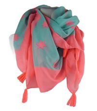 Dámský tyrkysovo-růžový hvězdičkovaný šátek s třásněmi 