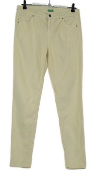 Dámské smetanové manšestrové skinny kalhoty Benetton 