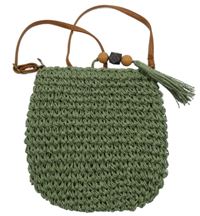Dámksá khaki háčkovaná cross body kabelka 