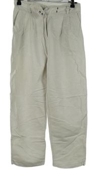 Dámské béžové lněné kalhoty H&M