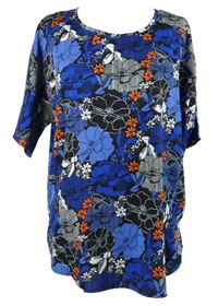 Dámská modro-červeno-bílá květovaná halenka Peacocks 