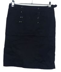 Dámská tmavomodrá pouzdrová sukně s knoflíčky H&M