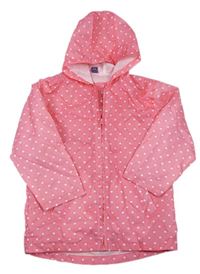 Růžová puntíkovaná šusťáková jarní bunda s kapucí Tu
