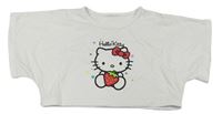Bílé crop tričko s Hello Kitty