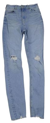 Světlemodré super high waist skinny rifle Bershka