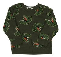 Khaki mikina s dinosaury zn. H&M