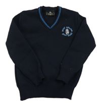 Tmavomodrý svetr s výšivkou 