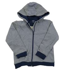 Tmavomodro-bílá pruhovaná propínací mikina s kapucí M&S