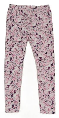 Světlerůžové květinové legíny s jednorožci Infinity